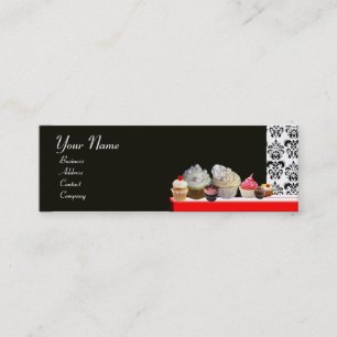Carte De Visite Mini DÉLICIEUX CUPCAKES DESERT SHOP, violet rose violet