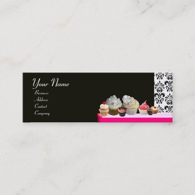 Carte De Visite Mini DÉLICIEUX CUPCAKES DESERT SHOP, violet rose violet (Devant)
