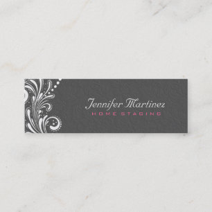 Carte De Visite Mini Dentelle Vintage blanche gris