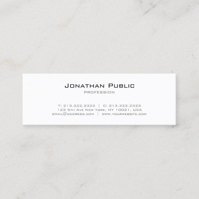 Carte De Visite Mini Design élégant Moderne Simple Simple Professionnel (Devant)