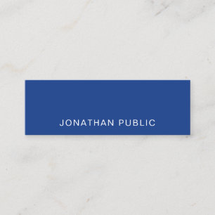 Carte De Visite Mini Design élégant tendance Blue Sleek Plain Luxe