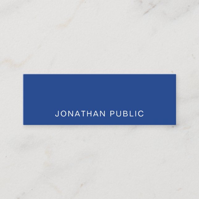 Carte De Visite Mini Design élégant tendance Blue Sleek Plain Luxe (Devant)
