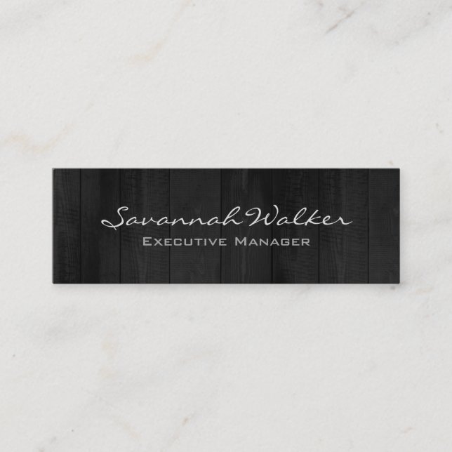 Carte De Visite Mini Design en bois gris mince professionnel moderne te (Devant)
