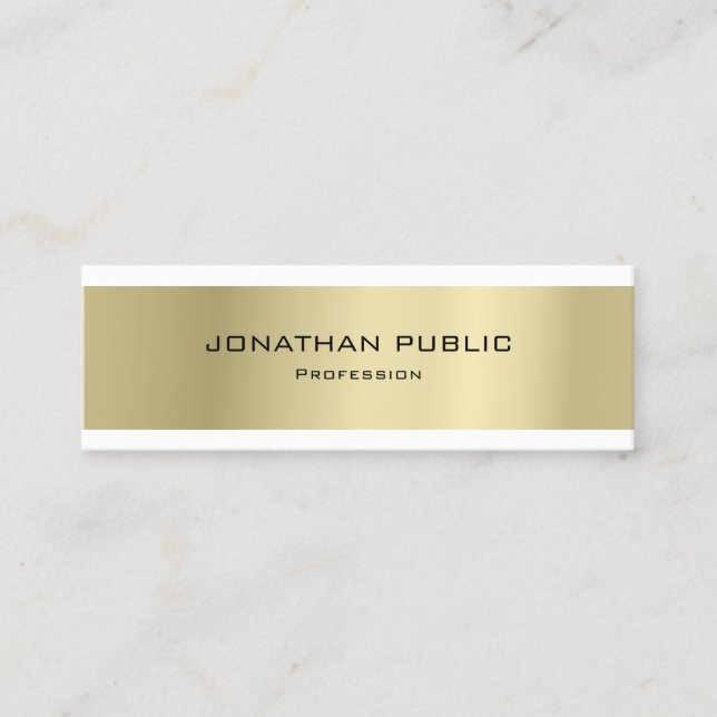 Carte De Visite Mini Design minimaliste élégant Gold Plain Luxe moderne (Devant)