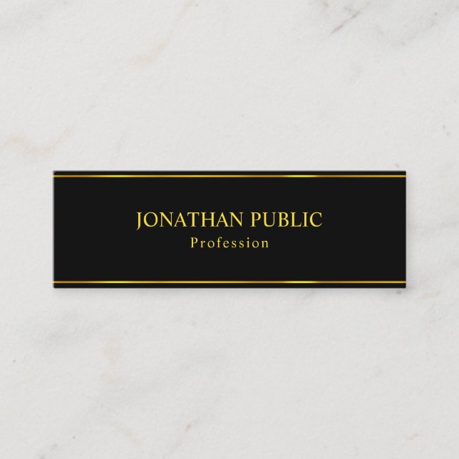 Carte De Visite Mini Design moderne populaire Black Gold Modèle Élégant (Devant)
