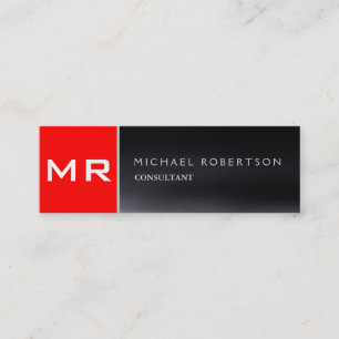 Carte De Visite Mini Design monogramme rouge gris moderne