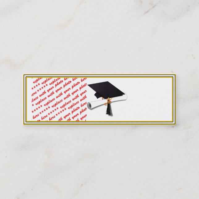 Carte De Visite Mini Diplôme de Casquette de grade - Noir & Or (Devant)