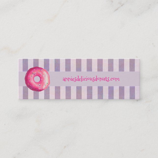 Carte De Visite Mini Donut Avec Frosting Rose Et Saupoudrer Site Web (Devant)
