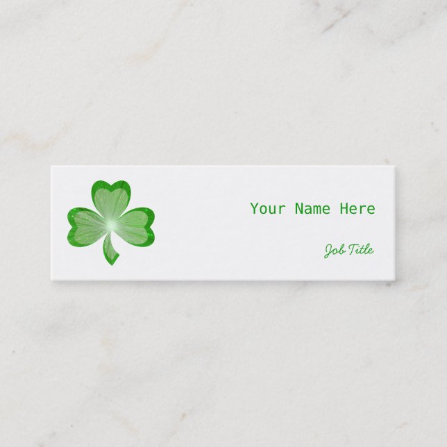 Carte De Visite Mini Dos maigre latéral blanc de vert de shamrock (Devant)