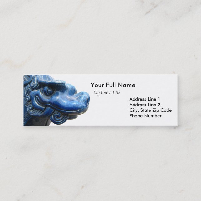Carte De Visite Mini Dragon bleu - citation de Nietzsche (Devant)