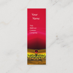 CARTE DE VISITE MINI DRAGONS CELTIQUES D'OR ROUGE RUBY GEMSTONE