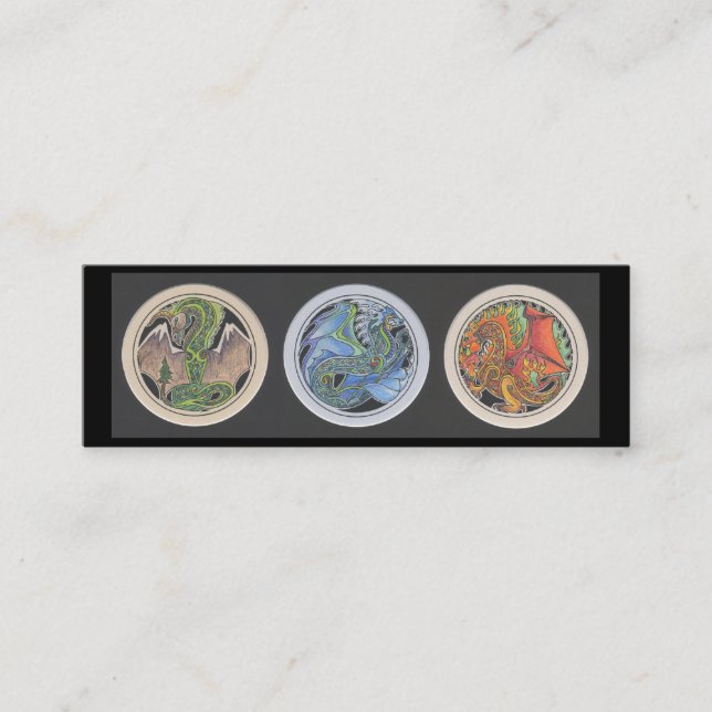 Carte De Visite Mini "Dragons signet dans rangée" (Devant)