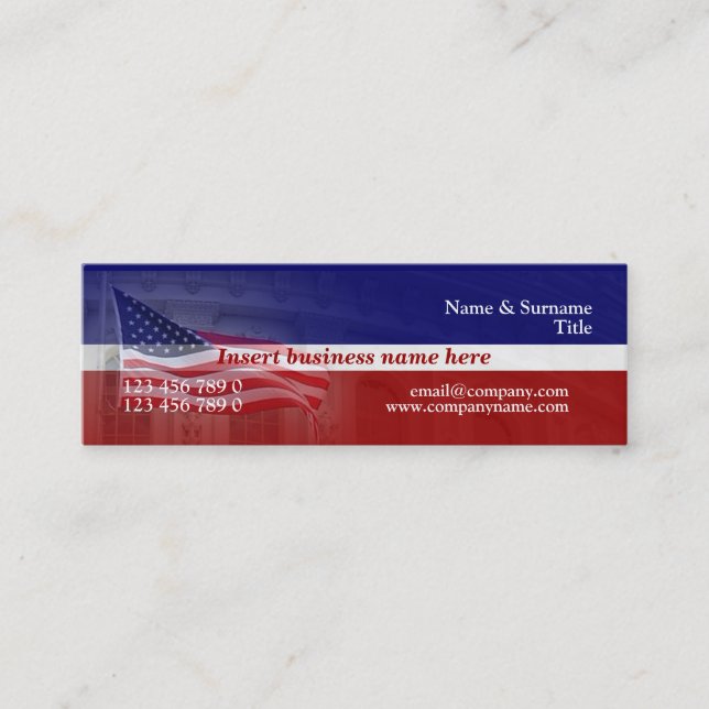 Carte De Visite Mini Drapeau américain bleu blanc (Devant)