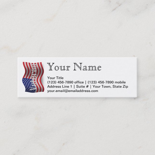 Carte De Visite Mini Drapeau de ondulation de vétéran des Etats-Unis (Devant)