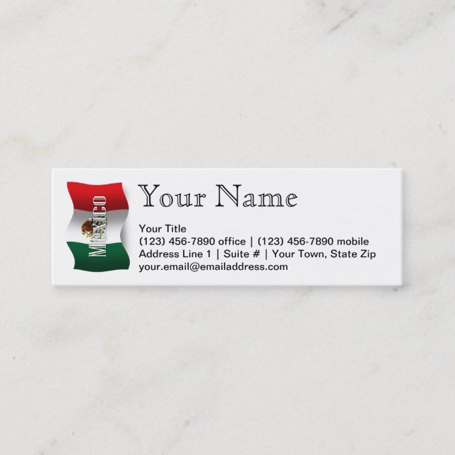 Carte De Visite Mini Drapeau de ondulation du Mexique (Devant)