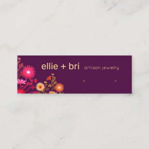 Carte De Visite Mini Écran d'oreille couleur bordeaux floral Boho