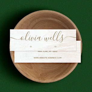 Carte De Visite Mini Écran d'oreille en bois blanc du script Signature