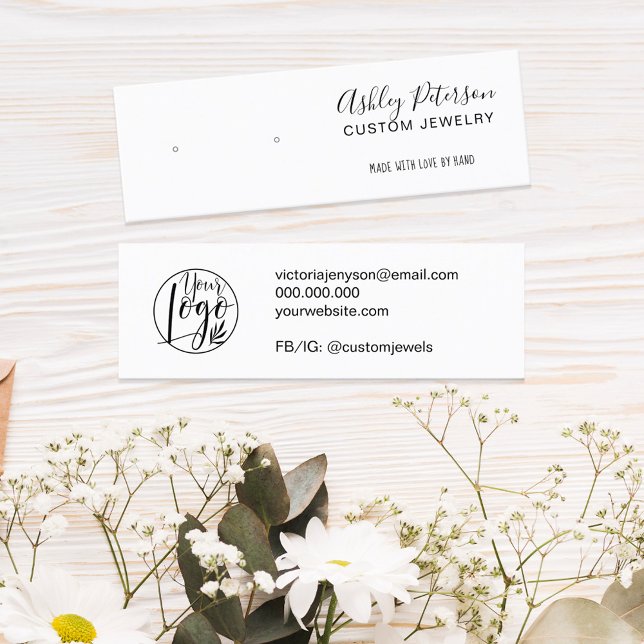 Carte De Visite Mini Écran minimaliste de bijoux en noir blanc (Créateur téléchargé)