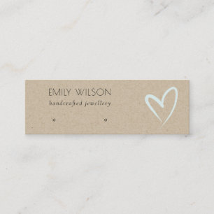 Carte De Visite Mini Écran simple Kraft Blue Heart Stud