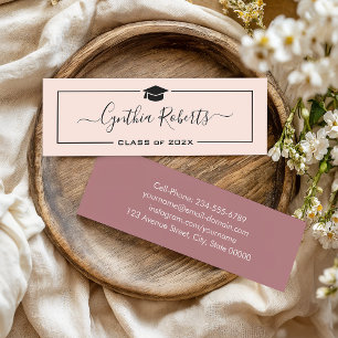 Carte De Visite Mini Écriture Chic Dusty Rose Pink Graduation