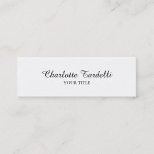 Carte De Visite Mini Écriture classique blanche mince professionnelle s