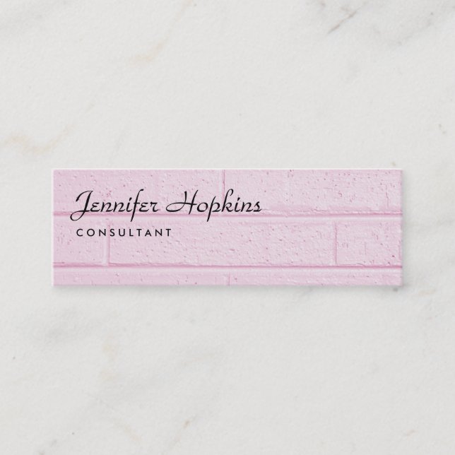 Carte De Visite Mini Écriture manuscrite Pink Mur moderne Slim Feminine (Devant)