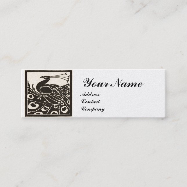 Carte De Visite Mini ÉLÉGANT BLACK BLACK PEACOCK MONOGRAM Pearl de luxe (Devant)