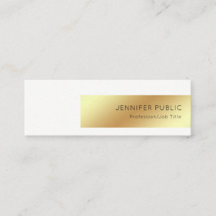 Carte De Visite Mini Elégant Blanc Or Moderne Professionnel Chic Simple