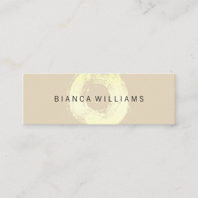 Carte De Visite Mini Elégant cercle brossé or (beige) (Devant)
