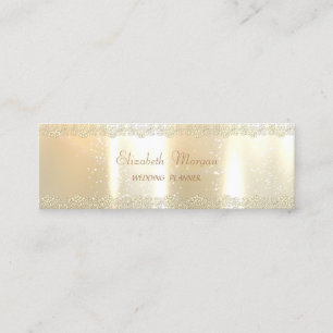 Carte De Visite Mini Élégant Charmant Chic, Faux Gold, Dentelle Or