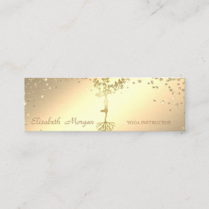 Carte De Visite Mini Élégant élégant Gold Diamonds Arbre Silhouette