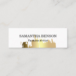 Carte De Visite Mini Elégant Faux Gold brossé vertical