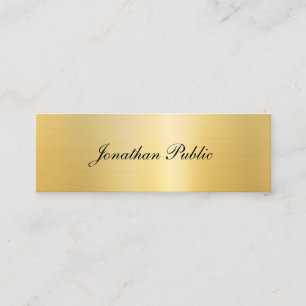 Carte De Visite Mini Elégant Faux Gold Moderne Nom manuscrit Modèle