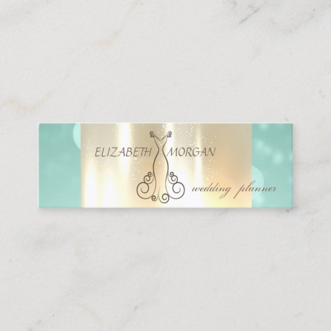 Carte De Visite Mini Élégant Glamorouse moderne, Faux Gold, Bokeh, Robe (Devant)
