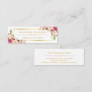 Carte De Visite Mini Elégant Gold Chic Floral Maquillage Coiffeur Styli