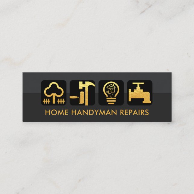 Carte De Visite Mini Elegant Gold Entrepreneur's Handyman Tools (Devant)