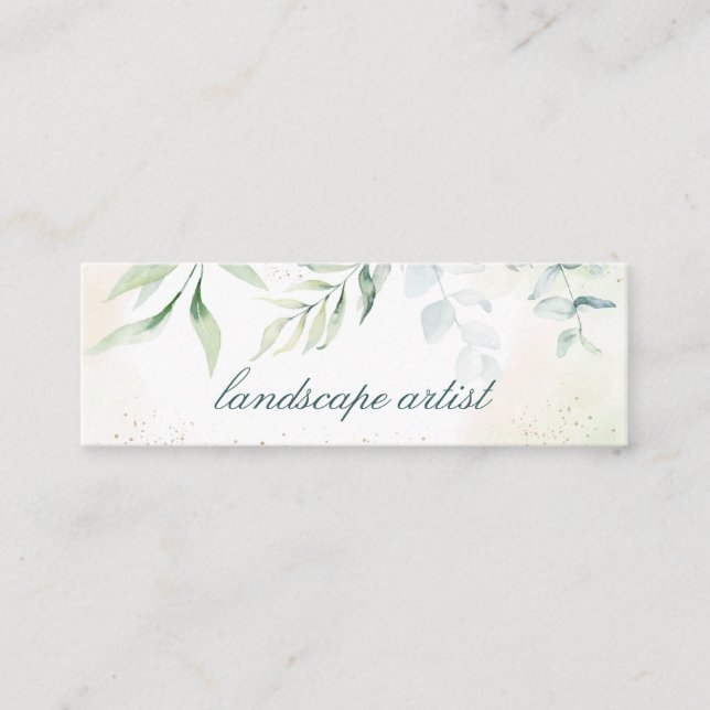 Carte De Visite Mini Elegant Gold Greenery Eucalyptus (Devant)