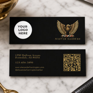 Carte De Visite Mini Élégant Logo de Salon de Coiffure Aigle Doré Coiff