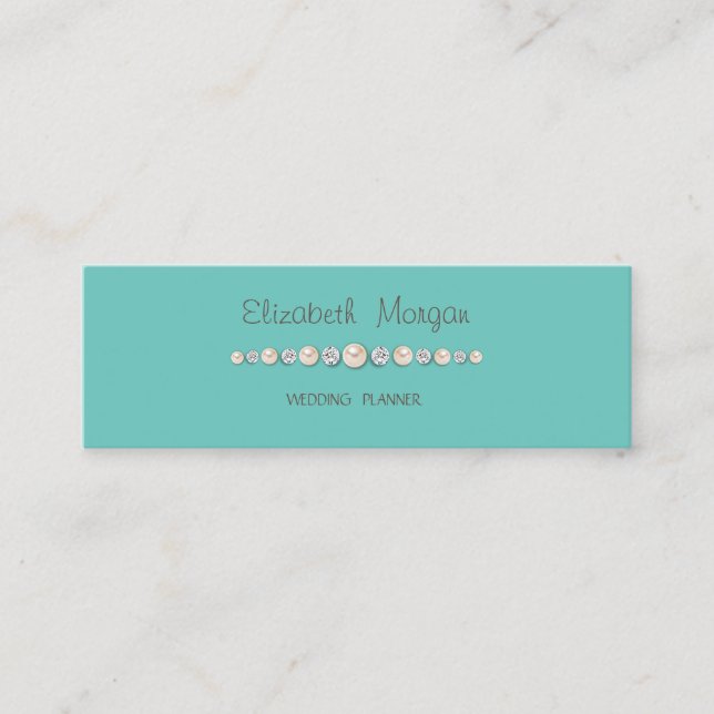 Carte De Visite Mini Elégant Luxe, Diamants, Pearls Mint Green (Devant)