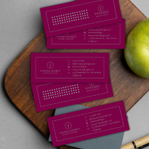 Carte De Visite Mini Élégant mignon rouge moderne Monogramme personnali