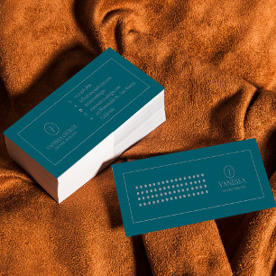 Carte De Visite Mini Élégant mignon vert moderne Monogramme personnalis