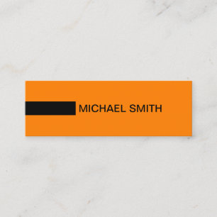 Carte De Visite Mini Élégant minimaliste moderne orange et noir