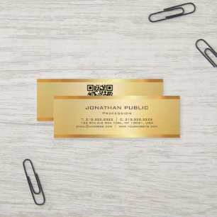 Carte De Visite Mini Élégant Moderne Code QR Luxueux Or Professionnel