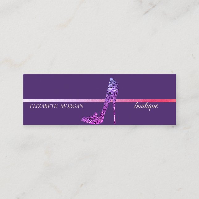 Carte De Visite Mini Élégant moderne, Diamants Violets talons hauts (Devant)