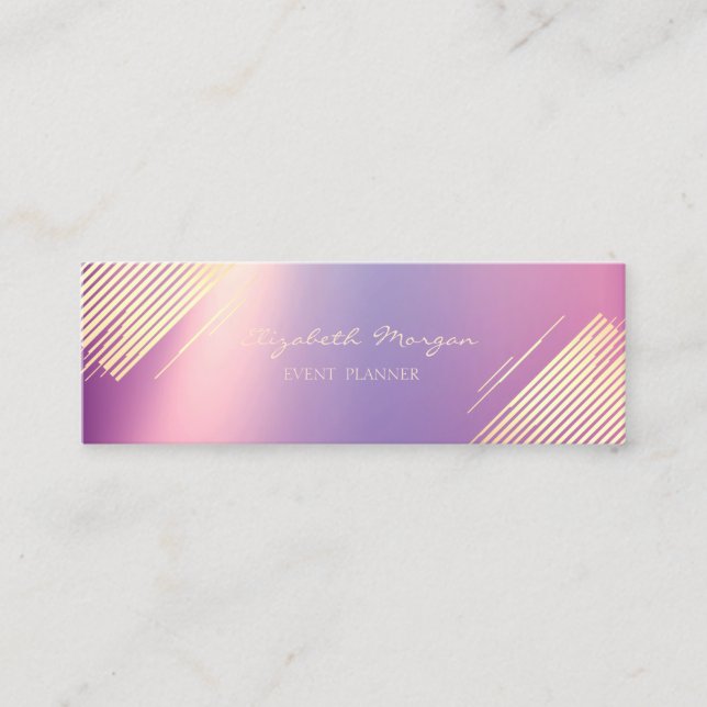 Carte De Visite Mini Elégant Moderne, Faux Gold Stripes (Devant)