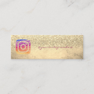 Carte De Visite Mini Élégant moderne, Gold Glittery Instagram social