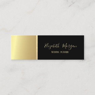 Carte De Visite Mini Élégant moderne simple, Bande d'or, Noir, Minimali