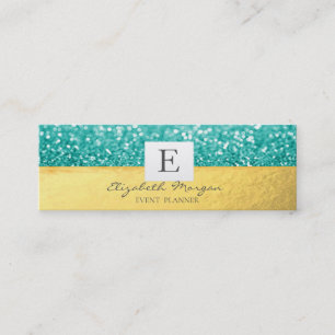 Carte De Visite Mini Élégant Monogram Gold moderne, Parties scintillant