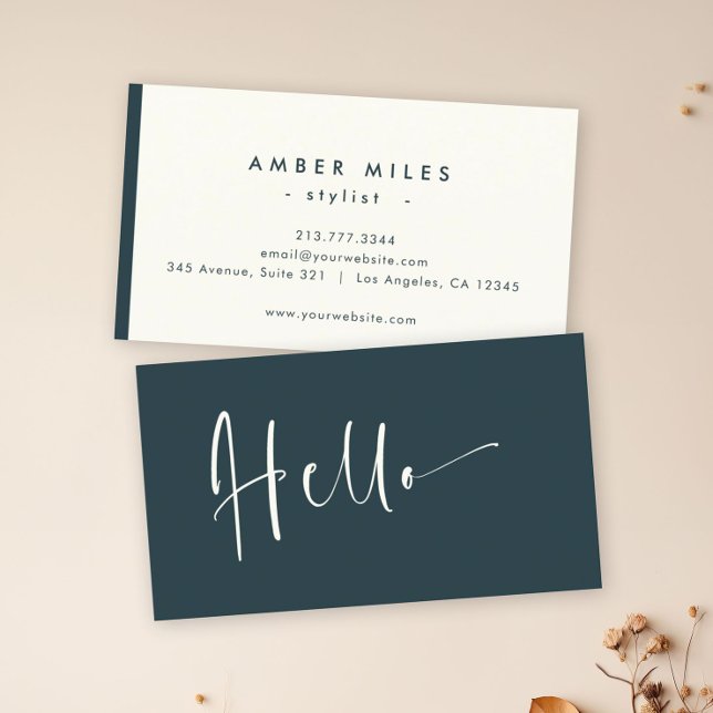 Carte De Visite Mini Elegant Moody Turquoise Chic Style Hello (Personalize it with your name and contact info, and boom! Instant conversation starter)