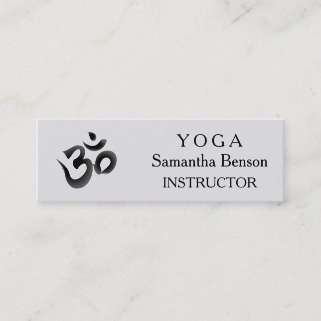 Carte De Visite Mini Élégant Noir et Blanc OM Symbole Yoga Instructeur (Devant)